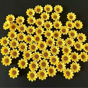 30 pcs Yellow Sunflower Daisy Flower Resin Charms Cabochon Slime Flatback